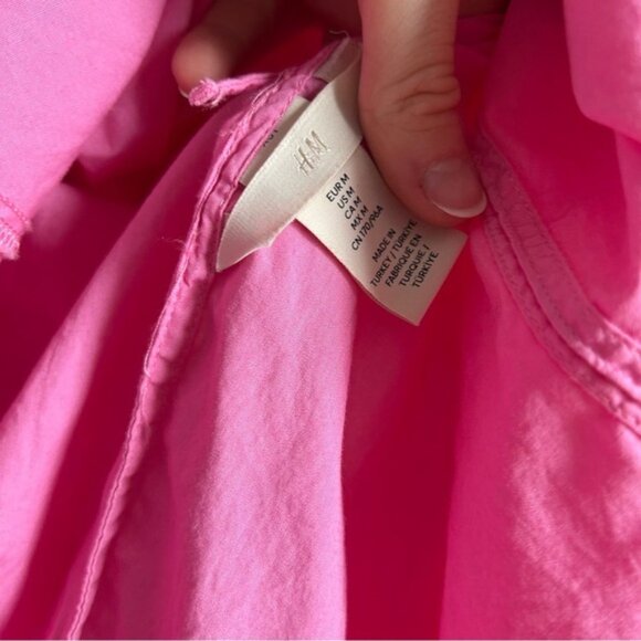 H&M Sz M Cotton Hot Pink Balloon Sleeves Dress - Picture 5 of 8